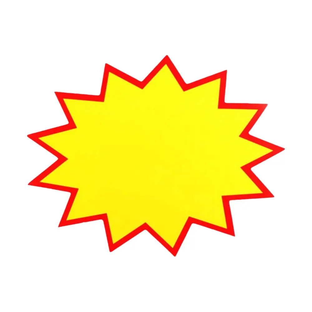 100Pcs Advertising Stickers Blank Star Burst Signs Smooth Paper Mini Sale Signs Removable Durable Paper Price Tag Retail Store