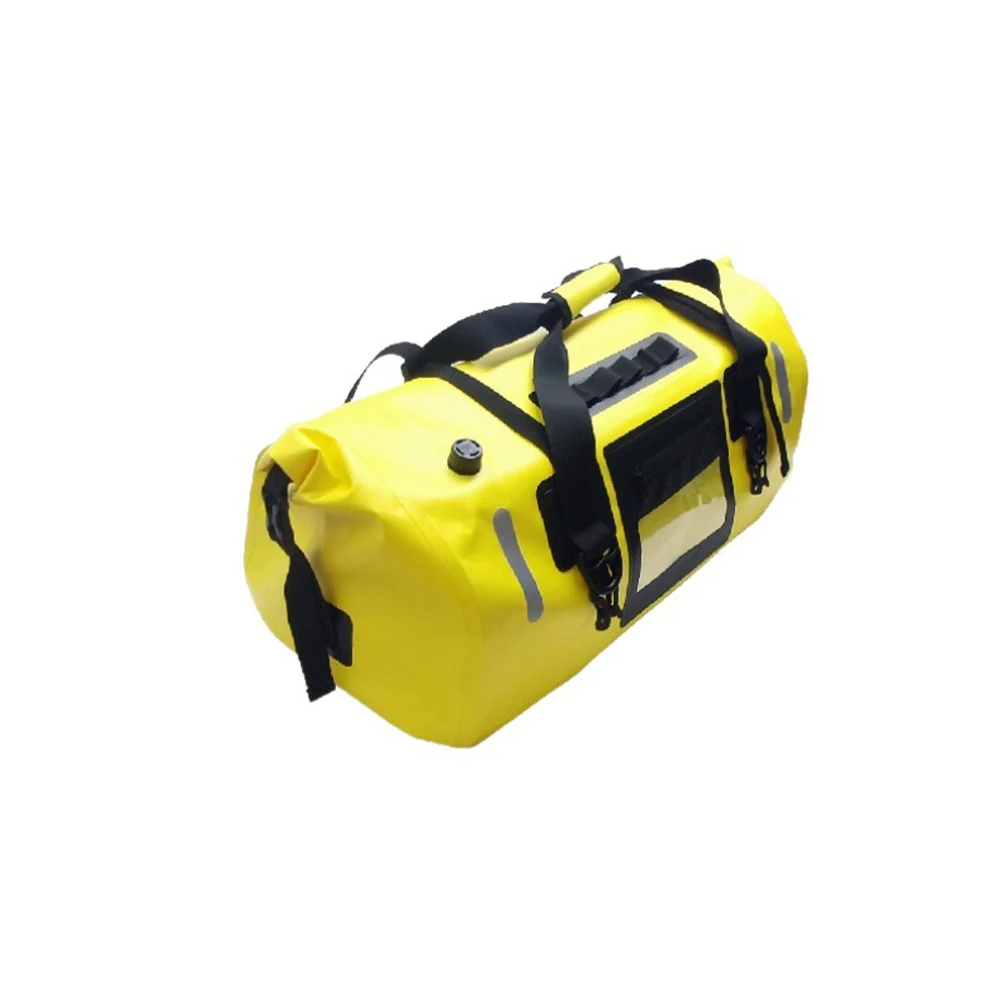 Waterproof Motorcycle Duffle Bag Luggage Tail Bag With Transparent Zippered Pockets Comfortable Handle Large Dry for Kayaking