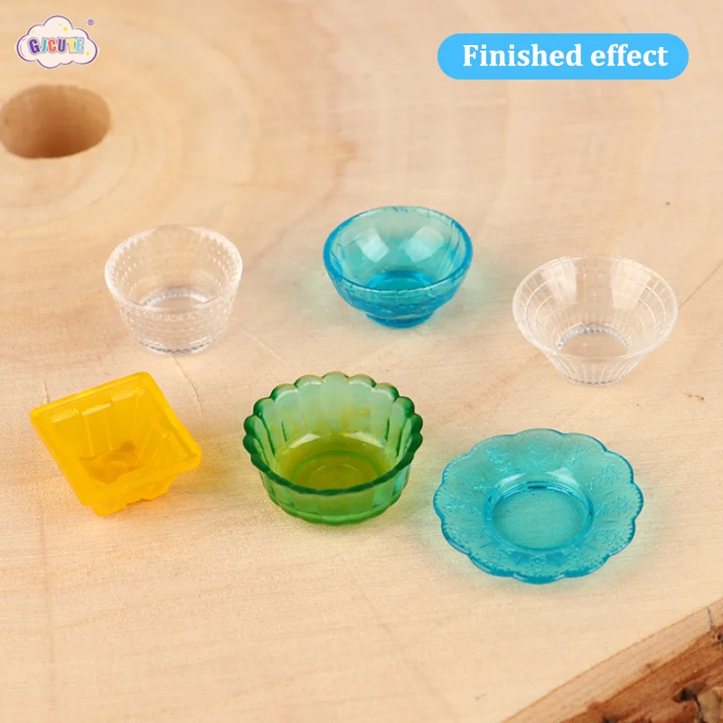 (Only Mold) 1:12 Dollhouse Miniature Bowl Dish Plate Tableware DIY Drop UV Glue Silicone Mold Doll House Home Decor