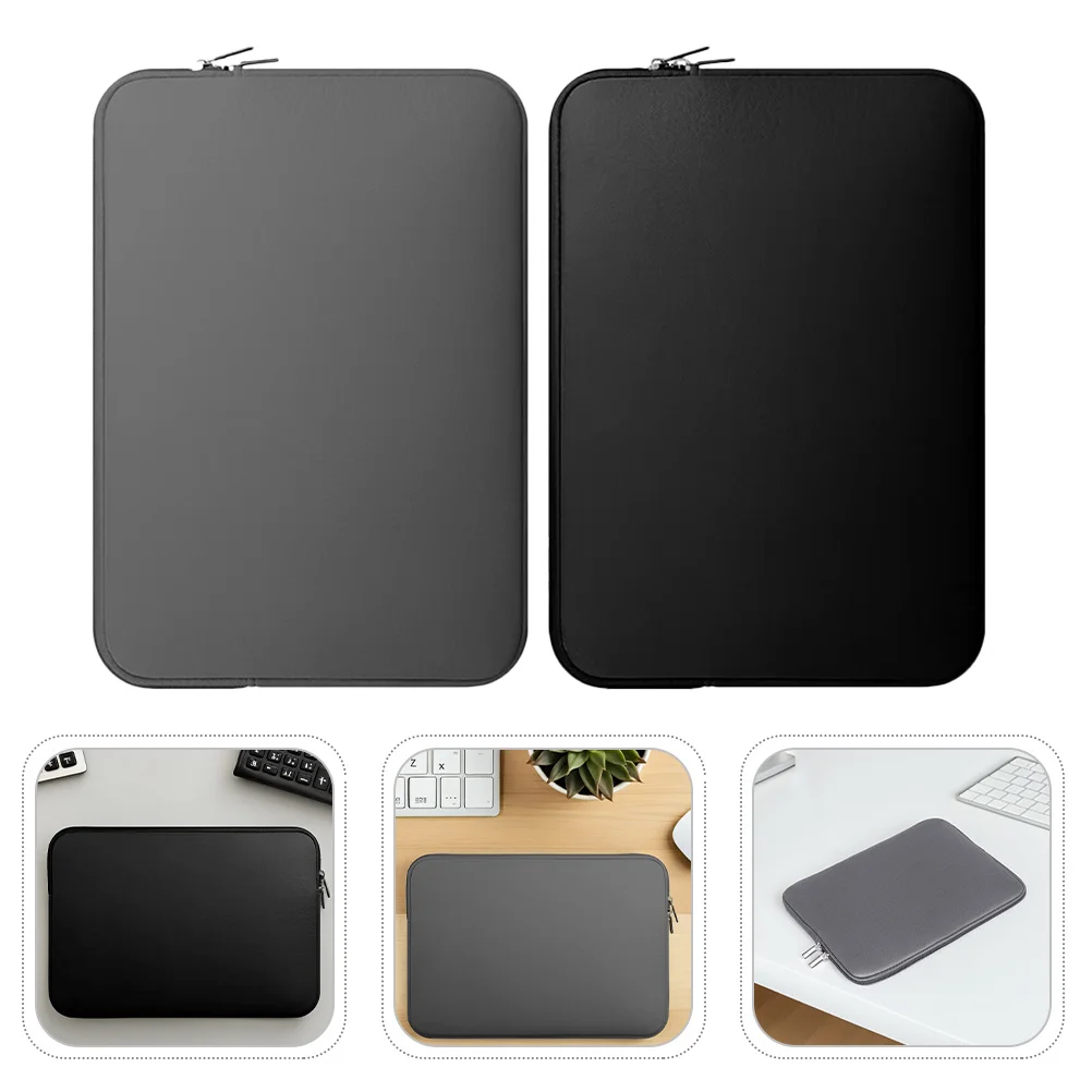 

2pcs 13 Inch Slim Shockproof Laptop Sleeve Case Lightweight Protective Computer Bag Padded Cover For Travel Home Use Black Gray