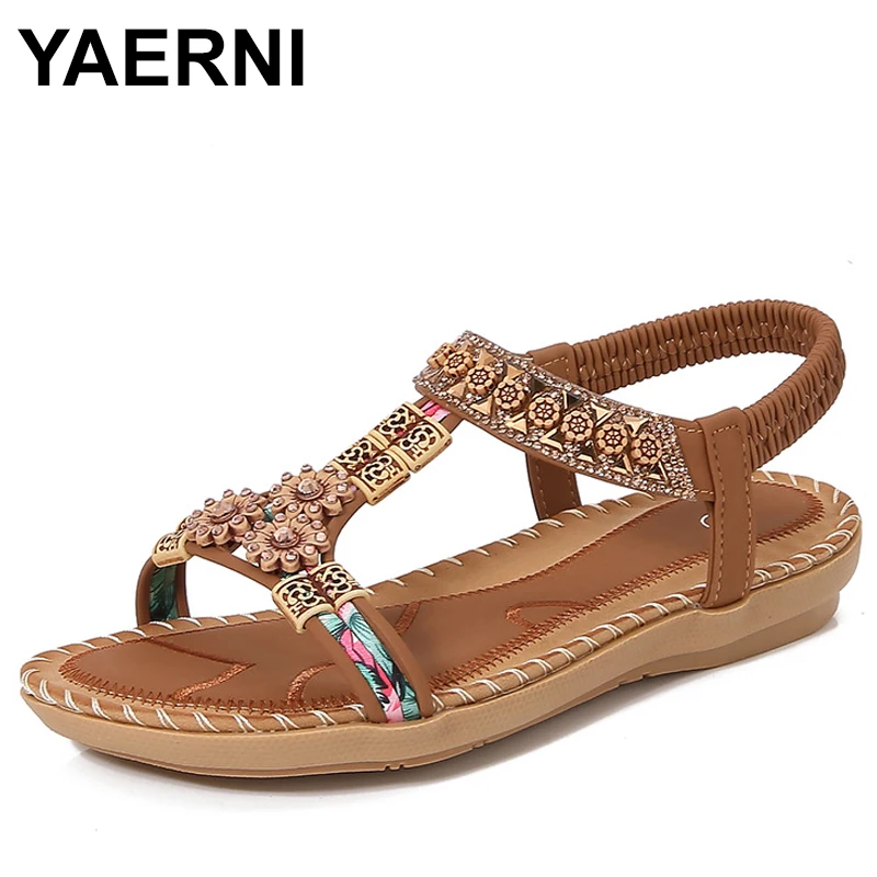 

Сандалии на плоской подошве, летняя обувь, женский костюм, женский бежевый, с круглым носком, большой размер, новинка, без черного, удобная, с открытым низким, большим, модным богемом