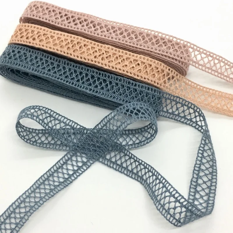 2Yards 1-6cm Crocheted Webbing Cotton Lace Trims for Handmade DIY Sewing Garments Accessories Wedding Deco Gift Floral Packing