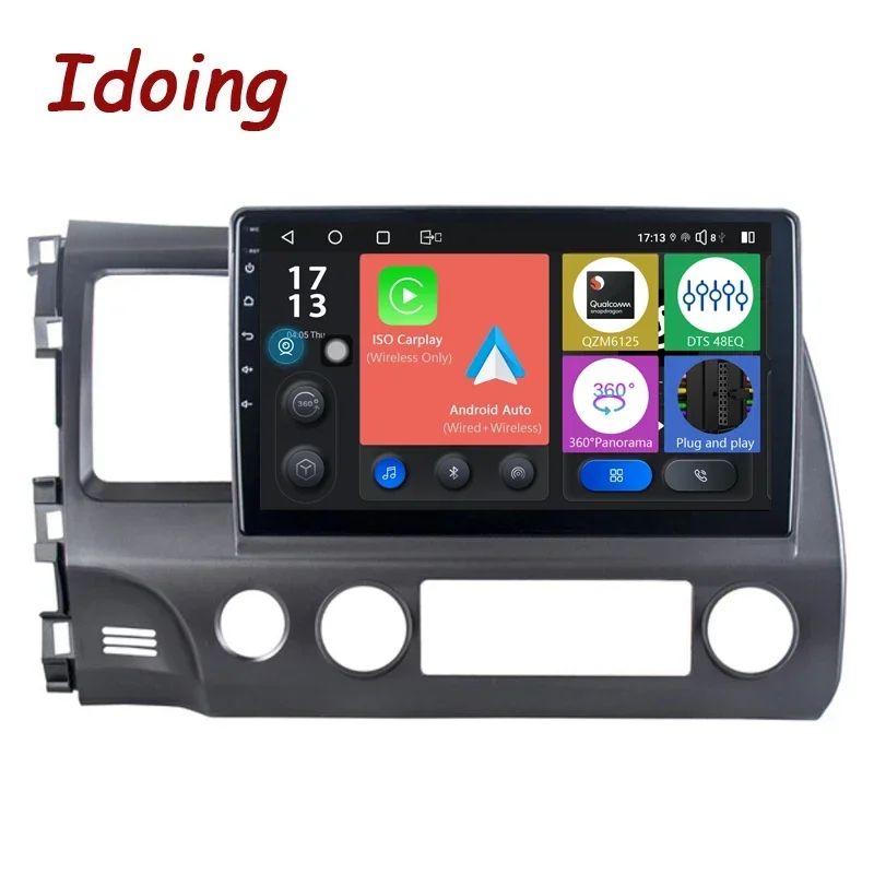 

Idoing Qualcomm Android Car Radio Player GPS Navigation For Honda Civic8 FK FN FD 2005-2012 CarplayAuto Bluetooth Head Unit DTS