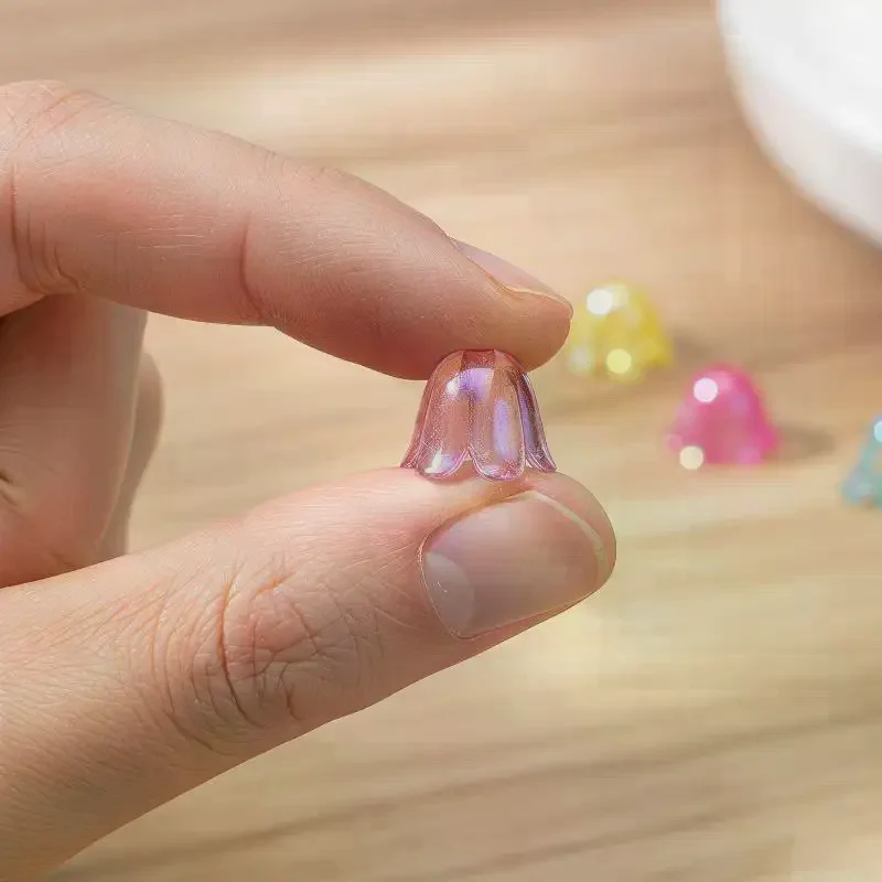 100Pcs Flower Acrylic Beads, Bell Flower Spacer Beads Caps For DIY Charms Bracelets Necklace Jewelry Crafts Making