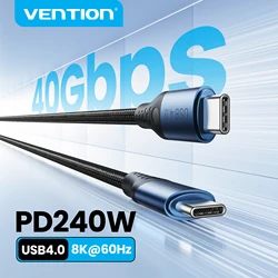 Vention 240W USB4 Cable 40Gbps 8K@60Hz Type C Cable USB C to Type-C PD3.1 Fast Charging Cord Data Transfer for MacBook iPhone 17