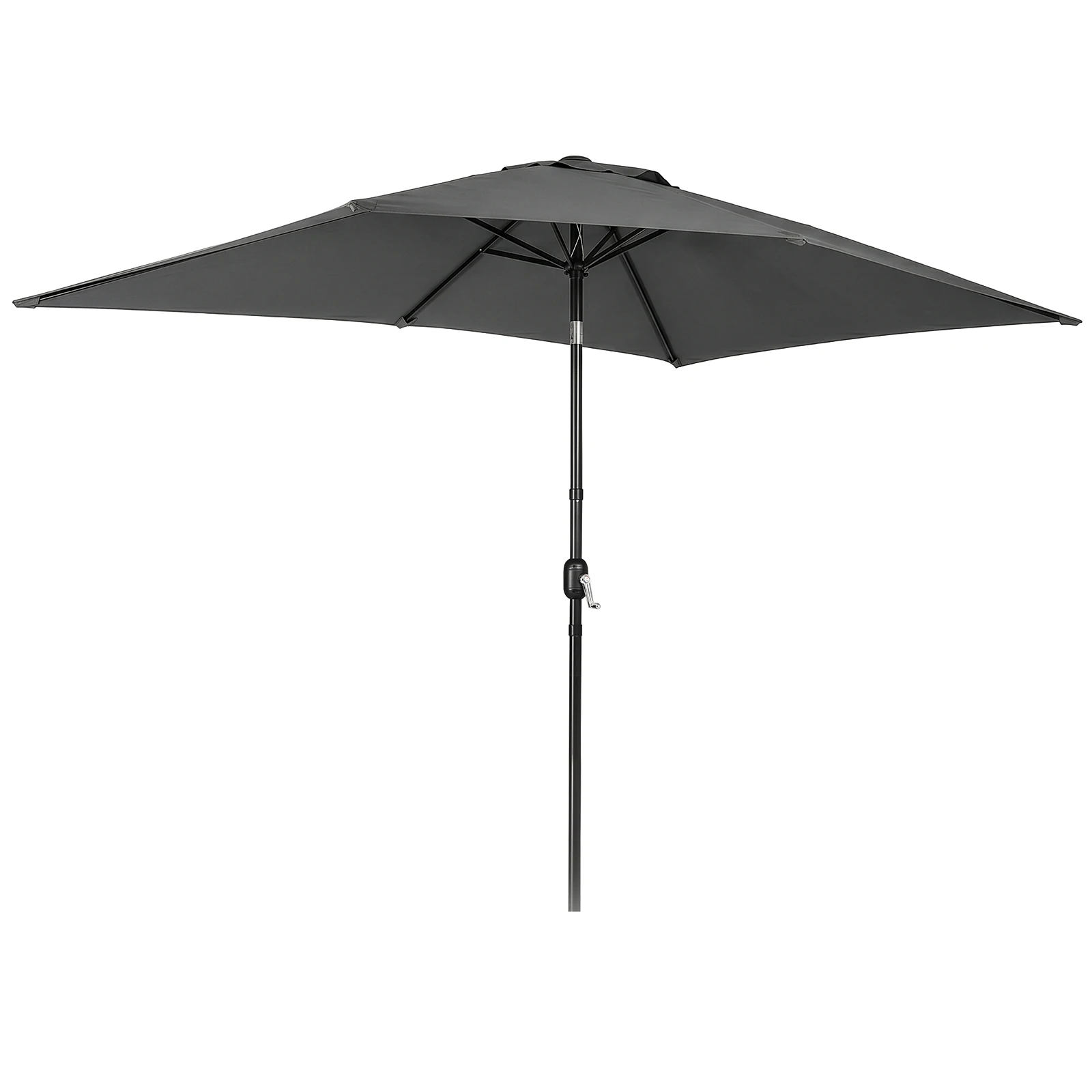 

10 x 6.5 FT Square Patio Umbrella, Tilting Outdoor Sun Shade Umbrella with 6 Iron Ribs & Iron Pole, Polyester Fabric Outdoor Market Umbrella Gray