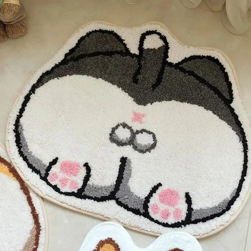 Cartoon Corgi Imitation Cashmere Bathroom Floor Coaster Cute Toilet Absorbent Dirty Resistant Foot Rug Toilet Slip Resistant Mat