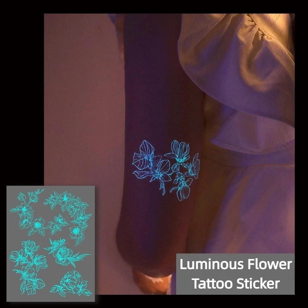 

Temporary Luminous Flower Tattoo Sticker Rose Butterfly Waterproof Butterfly Tattoo Stickers Love Heart Leaf Long Lasting