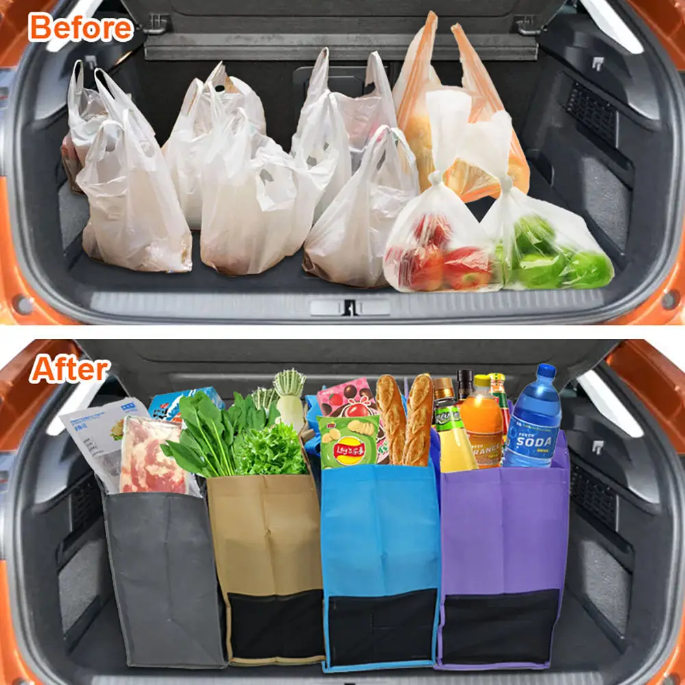 Portable Non Woven Grocery Tote, Reusable Grocery Shopping Cart Bags with COOLER Bag & Egg Foldable Trolley Bag