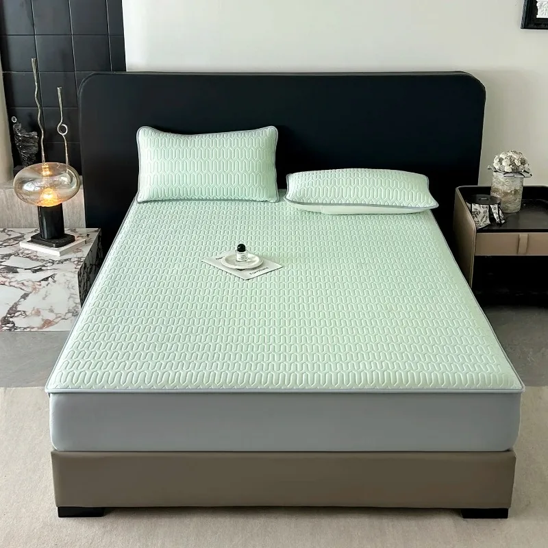 Ice Cream Cool Feeling Spandex Quilted Polyurethane Single Fitted Sheet 2026 Spring Summer New Wavy Design