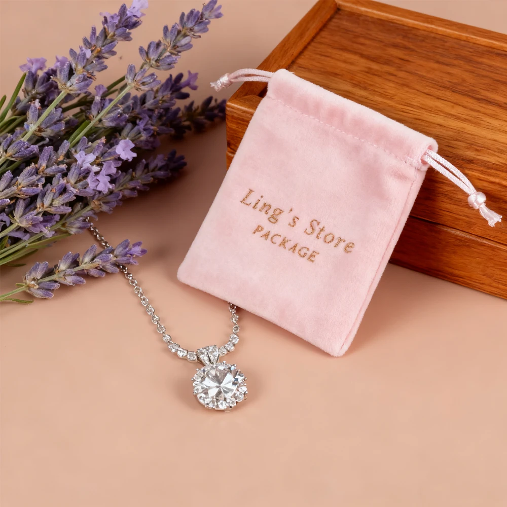 

100Pcs Personalized Logo Pink Jewelry Drawstring Velvet Bag Custom Box Earrings Bracelet Necklace Packaging Pouch Wedding Favors