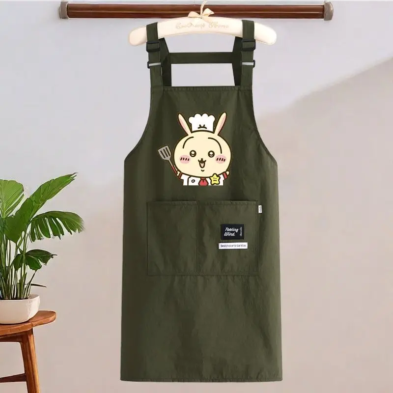 Cute Chiikawa Usagi Kitchen Apron Waterproof Oil Resistant Household Cooking Workwear for Restaurant Daily Use Lovely Cartoon