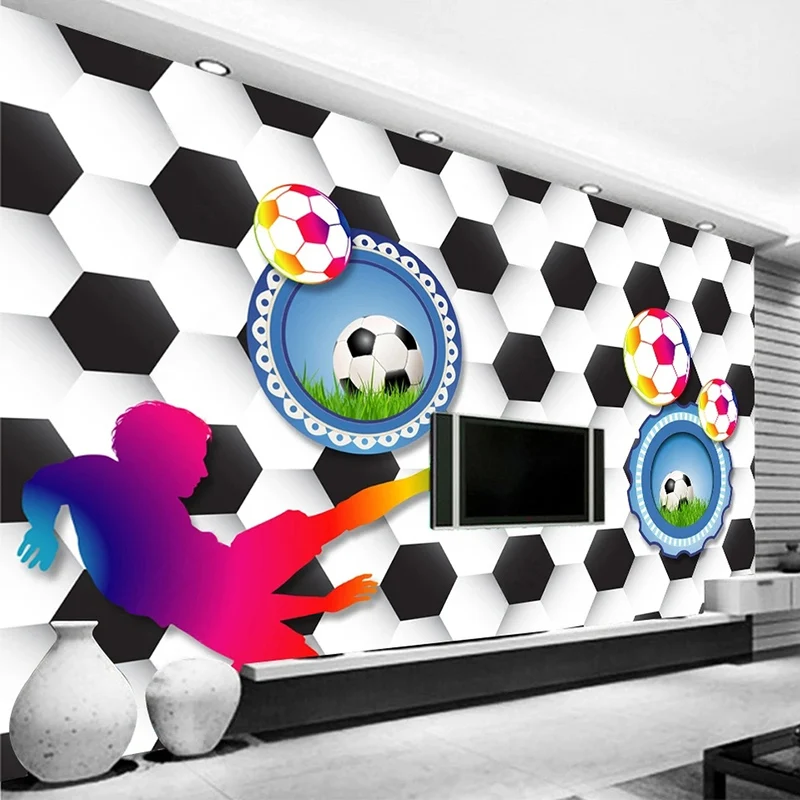 Custom Mural Wallpaper Modern 3D Stereo Abstract Geometric Football Living Room TV Children's Bedroom Background Backdrop