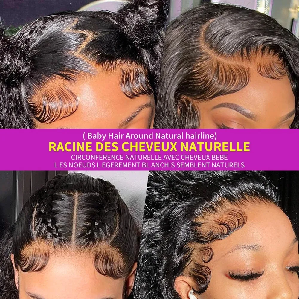 Perruque Lace Front Wig 360 Naturelle Bouclée, Cheveux Ondulés, 4x4, 13x4, 13x6, HD, 40 Pouces, Pre-Plucked, pour Femme