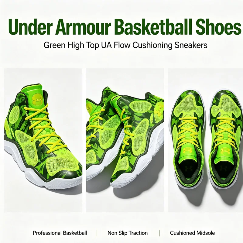 Under Armour Authentic Basketball Shoes 3026640 300 High Top UA Flow Cushioning Green Professional Basketball Sneakers