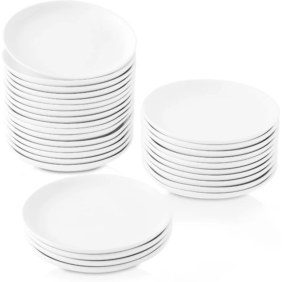 

30 Piece Ceramic Appetizer Plates 5.6 Inch Small Dessert Plates Set White Round Plates for Bread Butter Snack Lightweight Dinne