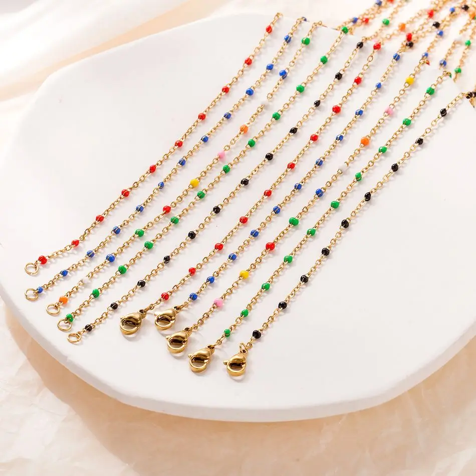 

Mother Of Pearl Multicolored Bead Necklace Fashion Shell Necklace For Women Stainless Steel Collares Decor For Mom Gift New