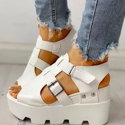 2022 Women's Summer Fashion Sandals Female Wedges Heel Shoes Footwear Ladies High-heeled Buckle Strap Open Toe Platform Sandels