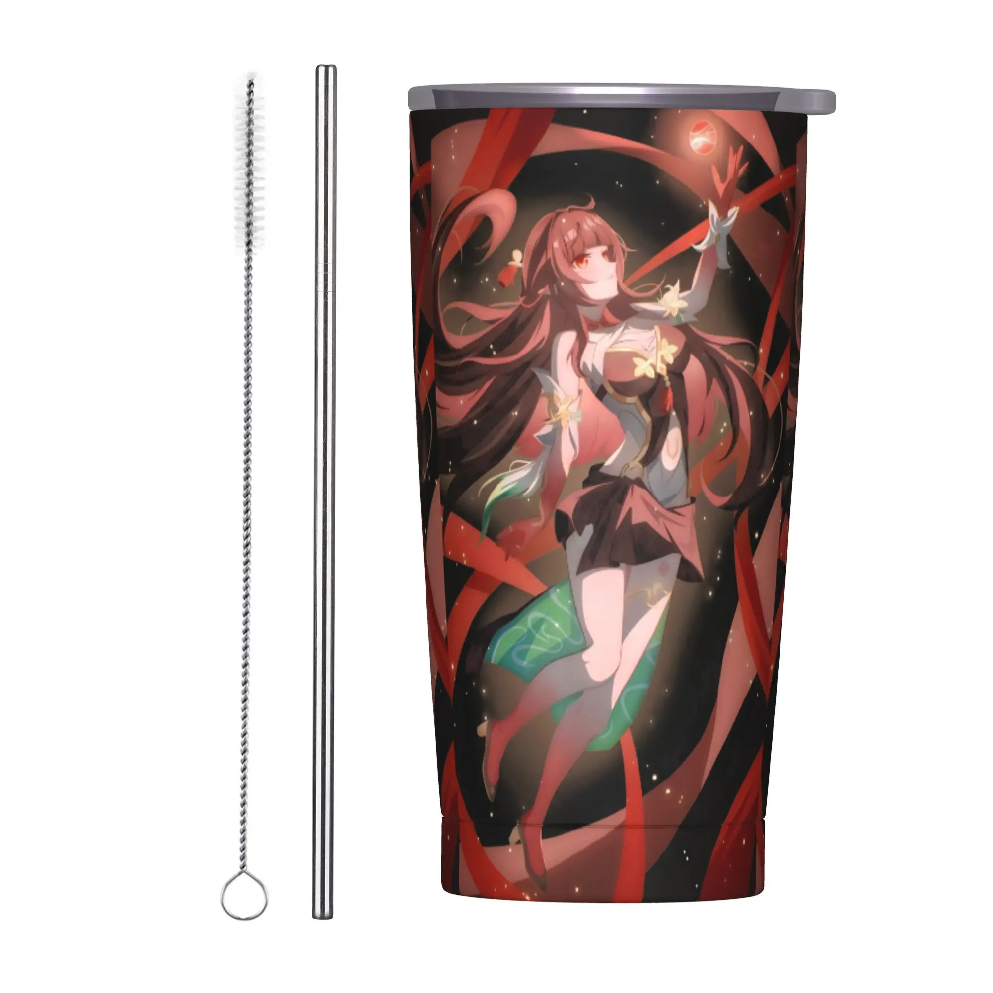 Lingsha Insulated Tumbler with Straws Lid Honkai Anime Vacuum Coffee Mugs Office Home Water Bottle Cups, 20oz