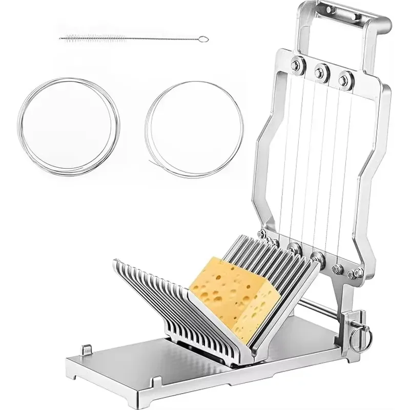 Stainless Steel Cheese Slicer with Wire Cutter for Butter Hard Cheese 1cm 2cm Adjustable Thickness Kitchen Tool Replaceable