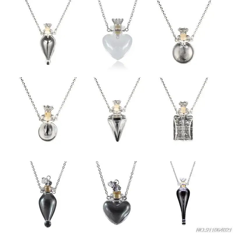 Transparent Heart Vial Bottle Necklaces Steel Chain Make a Blood Vial Necklace Women Jewelry Gift Dropship