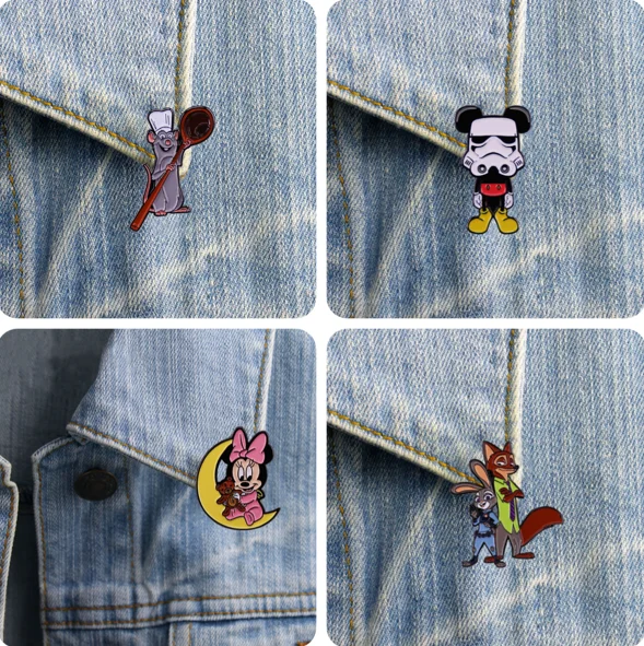 Disney Mickey Minnie Enamel Pin Cartoon Figure Spider Series Spider Man Iron Man Metal Badge Brooch Kawaii Jewelry Accessories