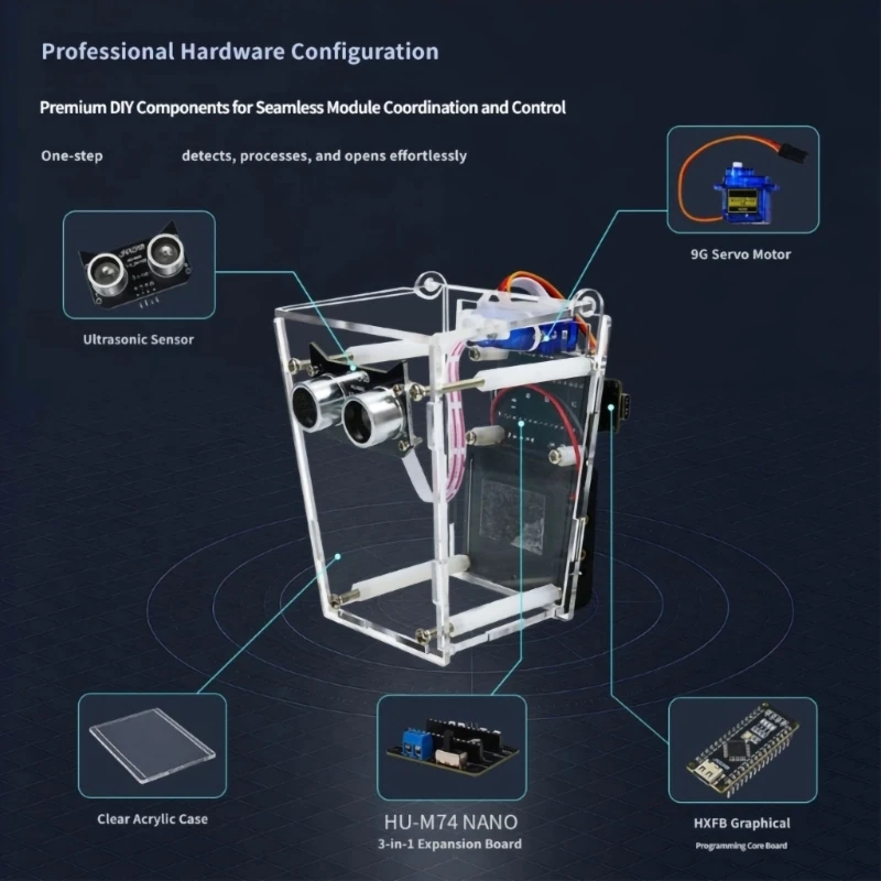 STEM Electronics Project Trash Can DIY Build with Automatic Lid, Solder Assembly and Visible Motion Learning 15UB