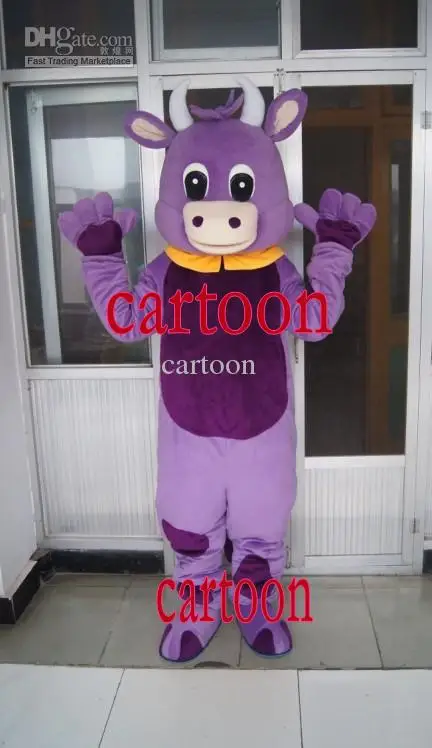 Mascotte de vache violette, Costume de fête d'halloween, personnage de Cosplay d'anniversaire pour adulte