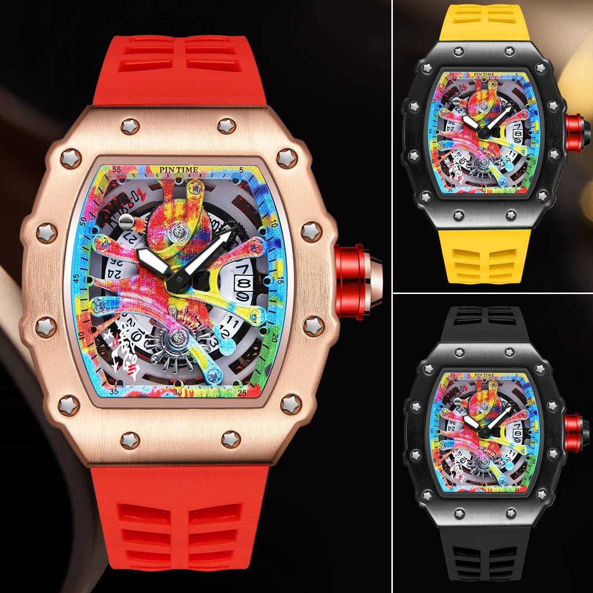 Men's Classic Graffiti Dial Quartz Watch, Waterproof