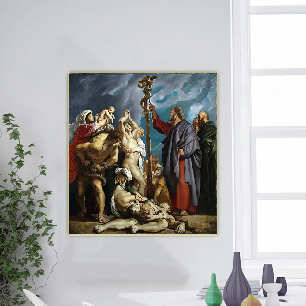 لوحة زيتية قماشية "موسى آند ذا برازين الثعبان" صورة فنية ديكور جدار ديكور ديكور المنزل #3