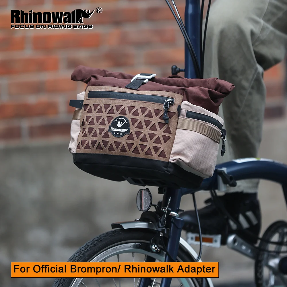 

Rhinowalk Bike Handlebar Front Basket Bag 6.5L Waterproof Quick Release Cycling Urban Storage Bag For Brompton Folding Bike