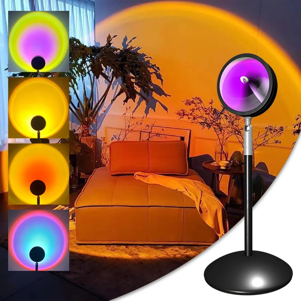 

Smart Bluetooth Night Light Rainbow Sunset Projector Lamp Tuya WIFI Ambient Table Lamp for Home Coffe Shop Background Wall Decor