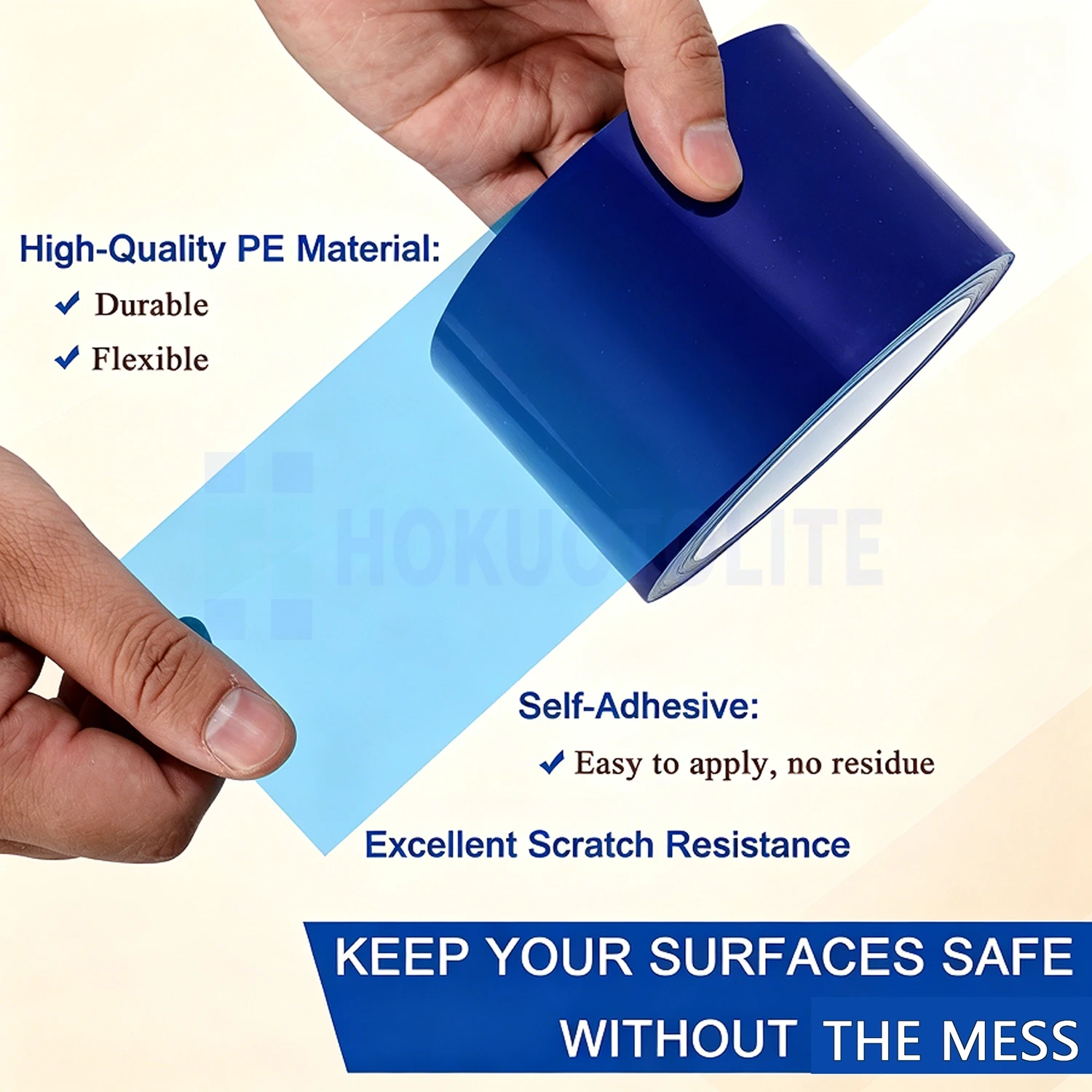 

PE Self Adhesive Surface Protective Blue Scratch Film Roll Universal For Motorcycle Installations Painting Removals Transport