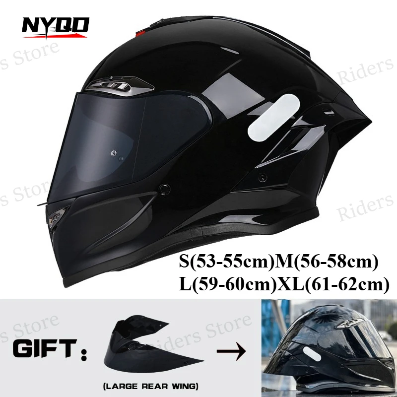 Full Face Motorcycle Helmet with Large Rear Wing Spoiler Sportbike Cruiser Racing Helmet for Spring Autumn for Men
