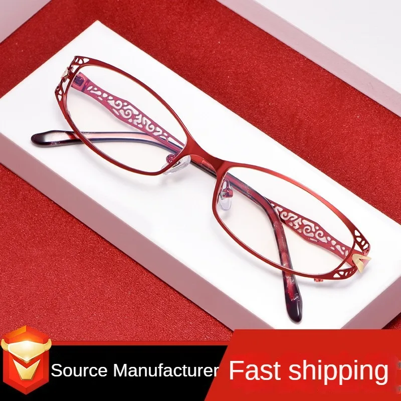 Ultra light Fashionable  Luxurious Hollowed  Red Glasses For Women Retro Small Face Sexy Ladies Optical Prescription Glasses