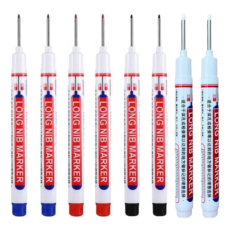 8 stks/set 20mm Diep Gat Lange Nib Hoofd Markers Voor Metalen Perforeren Pen Waterdichte Badkamer Houtbewerking Decoratie Multi-Purpose