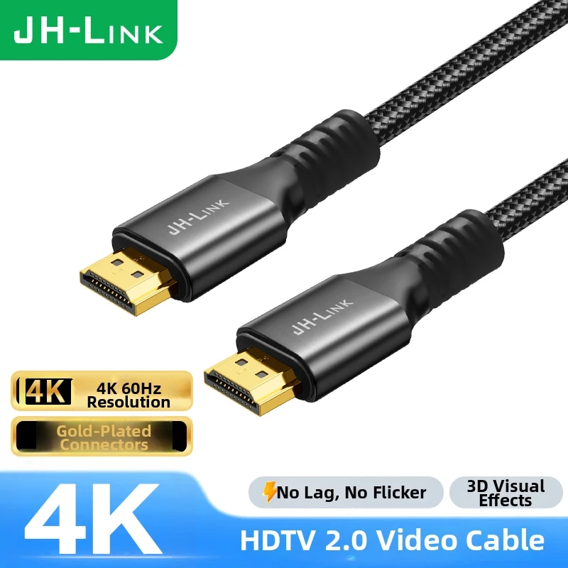 

Кабель JH-LINK Premium HDMI 2.0 4K@60Hz HDR 3D высокоскоростной для домашнего кинотеатра, игр, офиса, презентаций