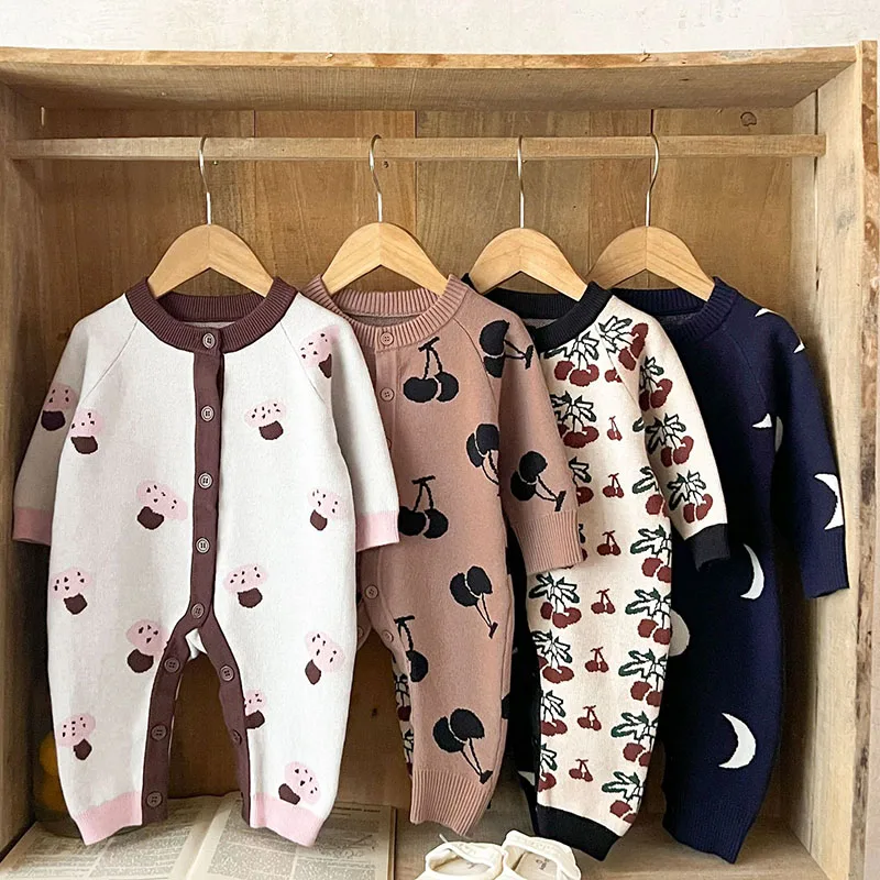 

2025 New Autumn 0-24M Children Knitted Clothes Toddler Baby Boys Girl Knitted Romper Infant Baby Boys Girls Knitted Jumpsuit