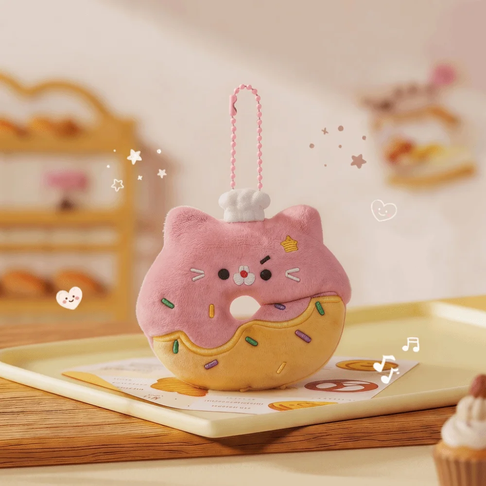 Little Cat Donut Cat Keychain Furry Design Cartoon Design Bag Pendant Dopamine Style Soft Cute Cat Keychain Bestie Gift