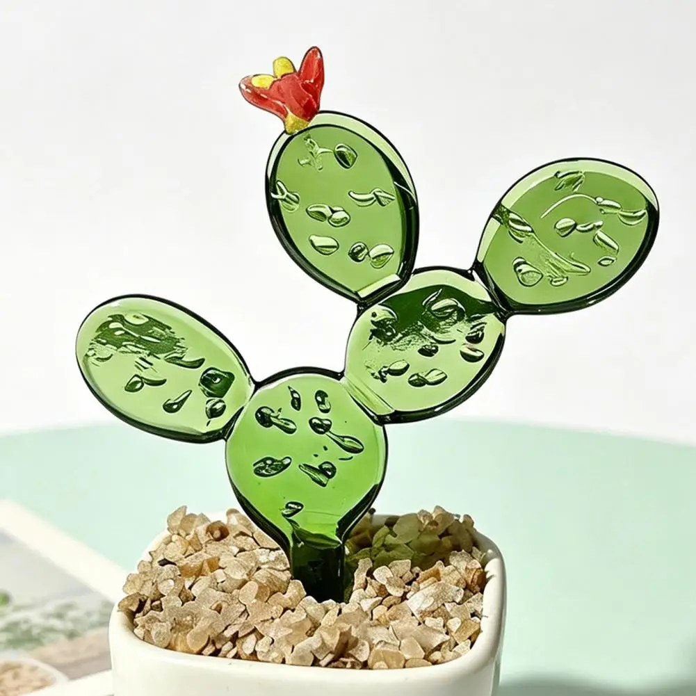 Small Indoor Plant Holder Small Desktop Ornament Mini Glass Planter Desktop Ornament Colorful Handmade Glass Flowers for Home
