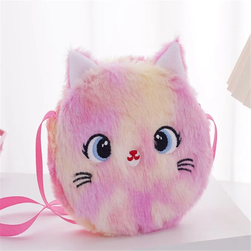 1X لون عشوائي، 13 * 12 سم حقيبة قطة قطيفة، حقيبة ماسنجر، محفظة حقيبة العملات المعدنية #6