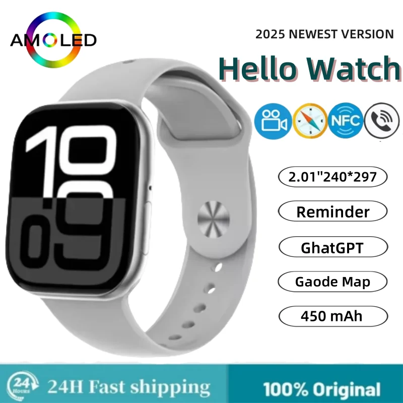 Hello Watch 4 Plus Mini Original Smartwatch 42mm 2GB ROM Deepseek NFC GPT GPS Compass Bluetooth Call Dual Core Women Smart Watch
