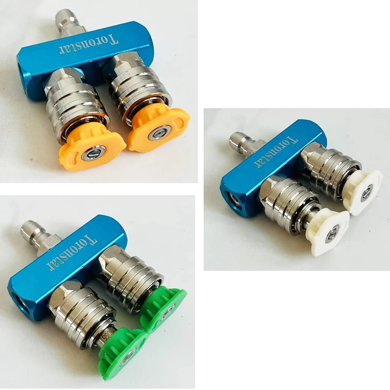 High Pressure Washer Double Nozzle Quick ConnectorsTransfer Rod Two Head Car Wash Joint Two Double Row 1/4 Quick Connector