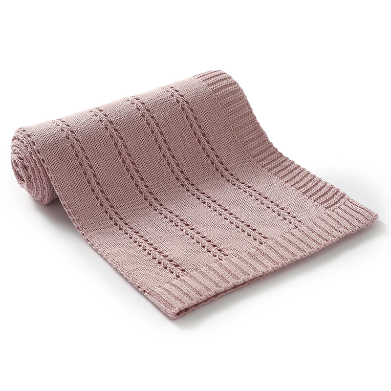 Cotton Blankets for Newborn Baby Boys Girls Solid Stroller Bed Swaddle Wrap Plaid Knitted Infant Netural Receiving Quilt 90*70cm image 2
