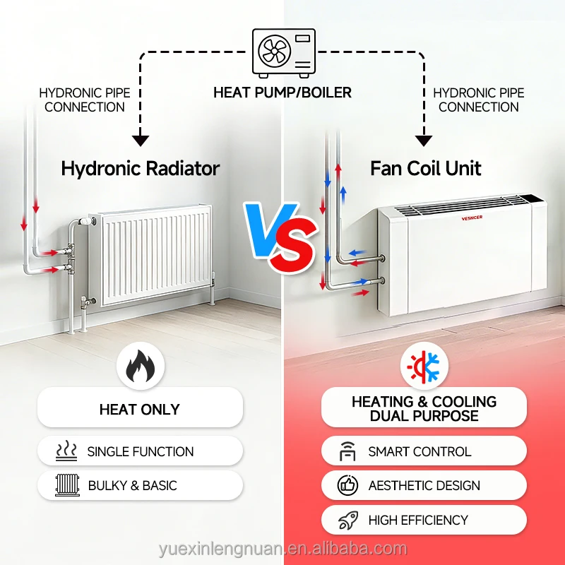 Dc Slim Fancoil Chilled Water Wall Mounted Hydronic Fcu Fan Coil Unit for Heating and Cooling