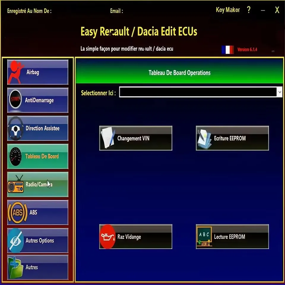 2025 Easy Ren/ault 6.1.4 logiciel pour Renault ECU programmeur clair Crash Airbag cartes clés UCH nettoyant travail avec OBDLink Renolink