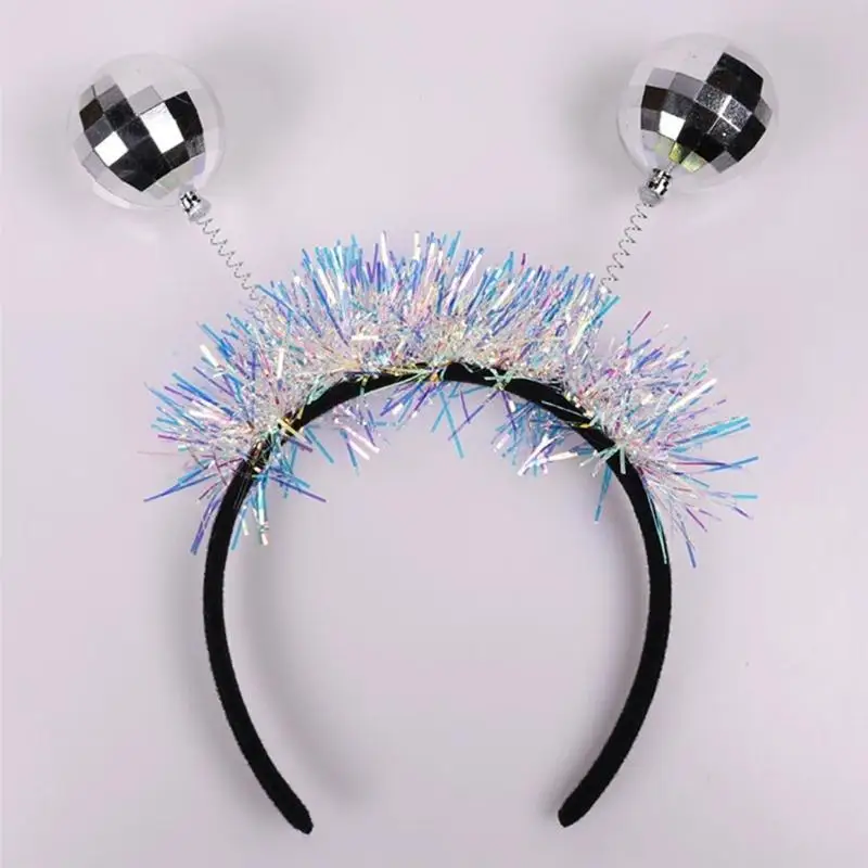 

39BB Disco Mirror Ball Hairband For Parties Concerts Reflective Plastic Glittering Hair Accessory Unisex For Adult Teens