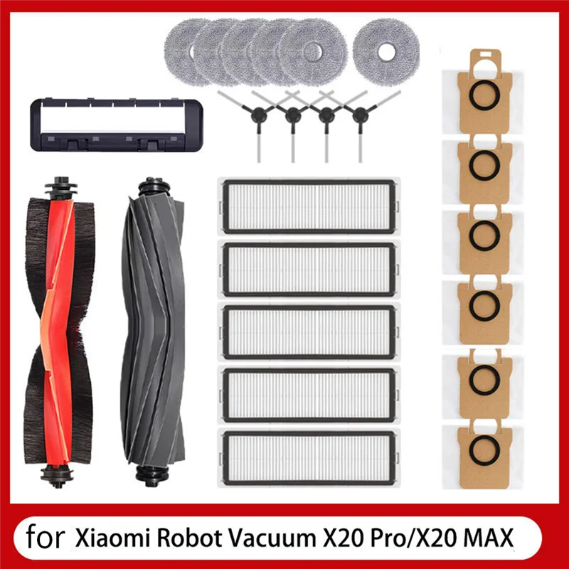 KEOL-Für Xiaomi Robot Vacuum X20 Max /X20 Pro Roller Seitenbürste Hepa-Filter, Mopp, Staub gesammelter Beutel