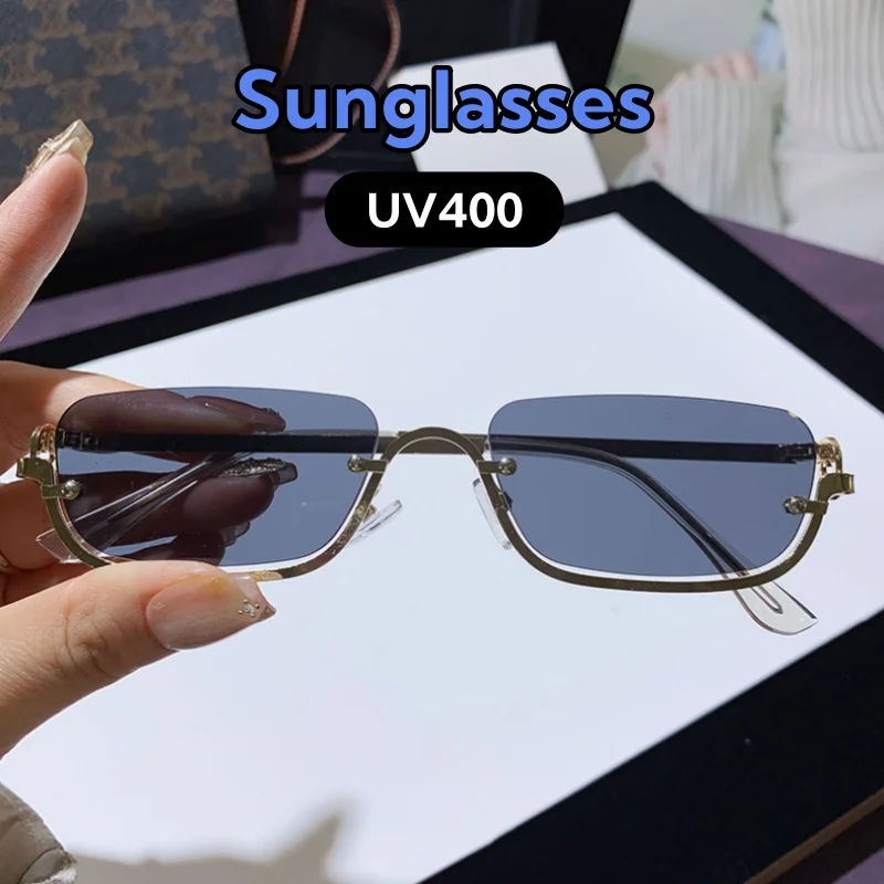 

Unisex Half Frame Square Premium Sunglasses Trendy and Personalized UV Resistant Travel Beach Walk The Show Shades Glasses