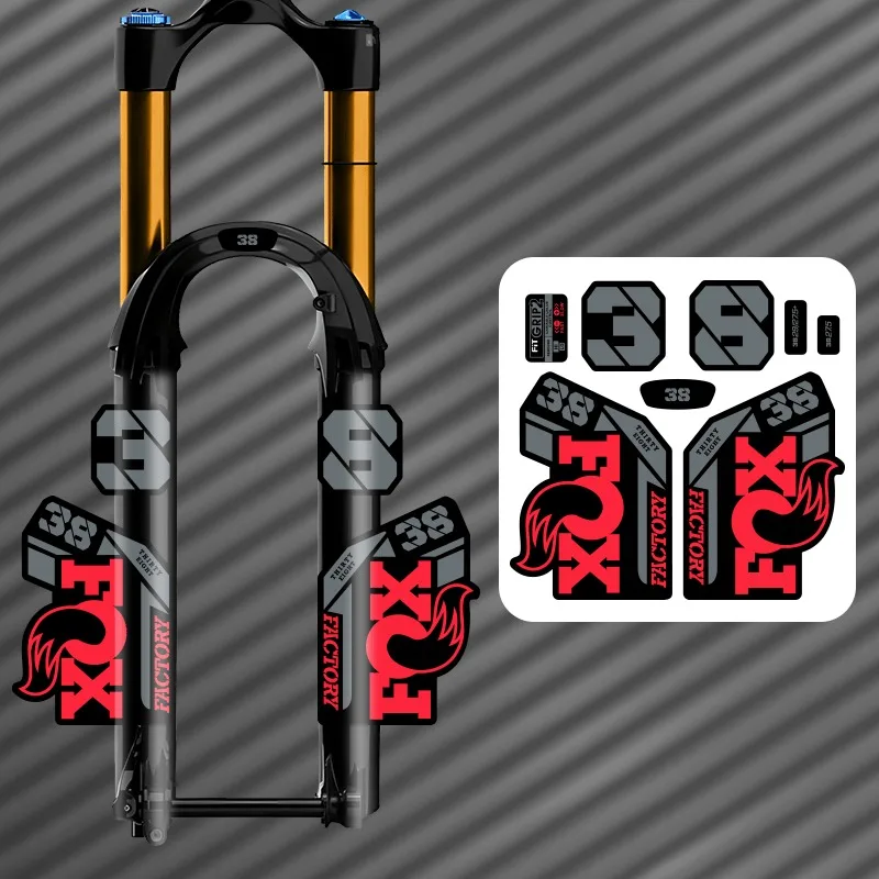 1 Set F38 Mountain Bike Front Fork Stickers 2Pcs Cross Tie Stickers + 6Pcs Small Decals Kit image 4